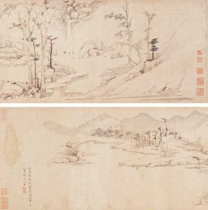 文徵明 甲辰（1544年）作 江南春书画双璧 手卷